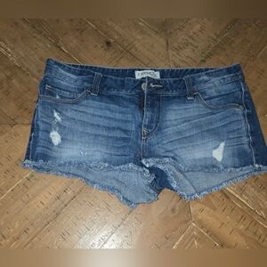 Express Blue Jean Shorts with Distressed Details